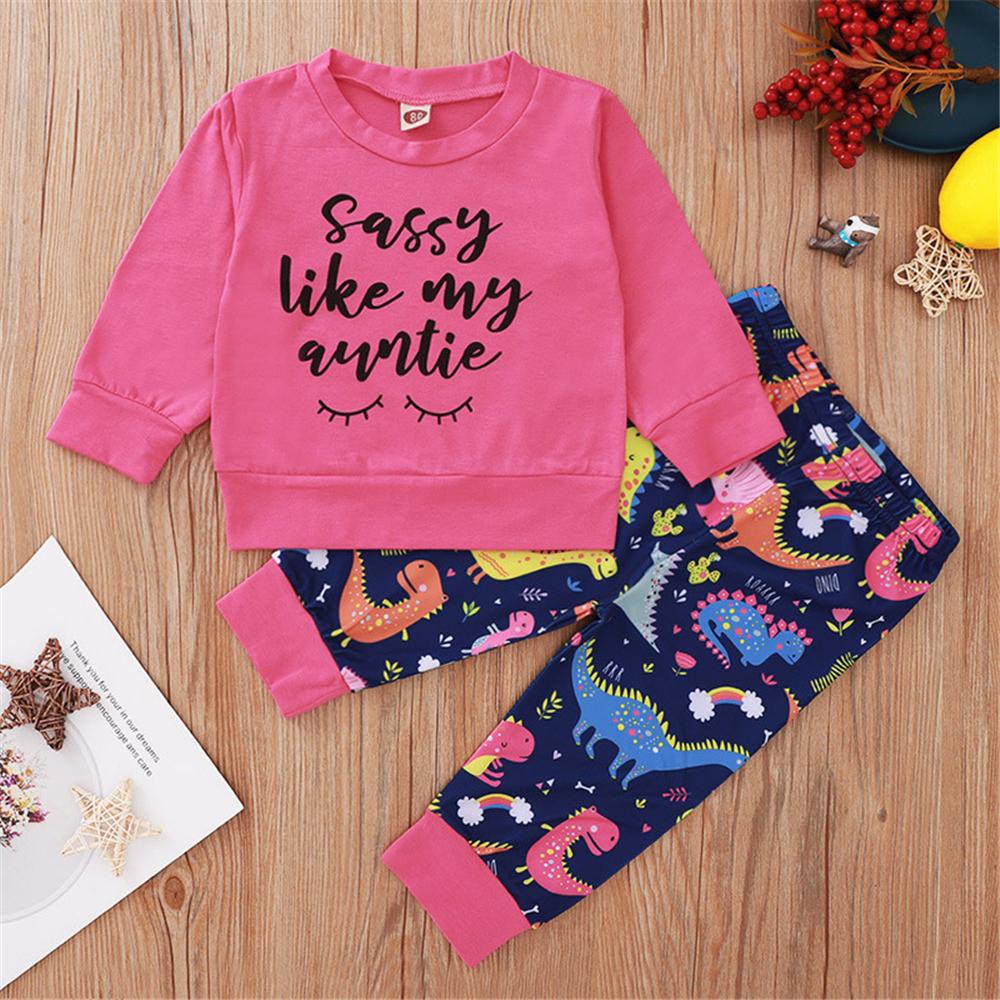 Baby Girls Cartoon Printed Long Sleeve Top & Trousers Baby Boutique Wholesale - PrettyKid
