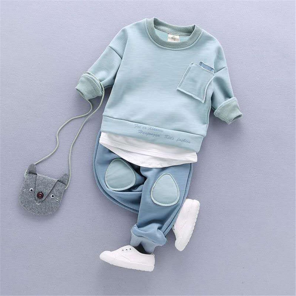 Boys Letter Printed Long Sleeve Tops & Pants - PrettyKid