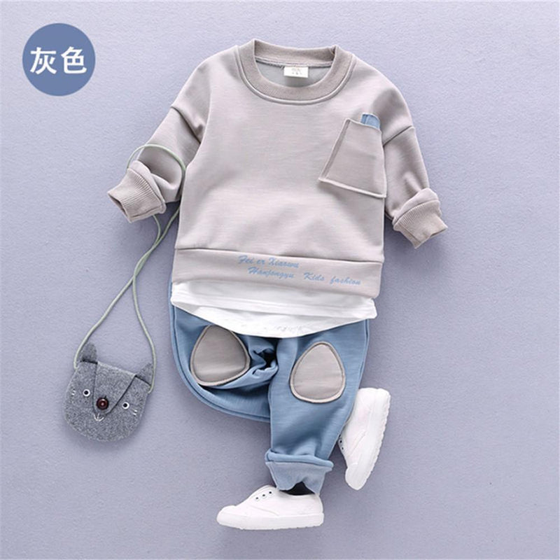 Boys Letter Printed Long Sleeve Tops & Pants - PrettyKid