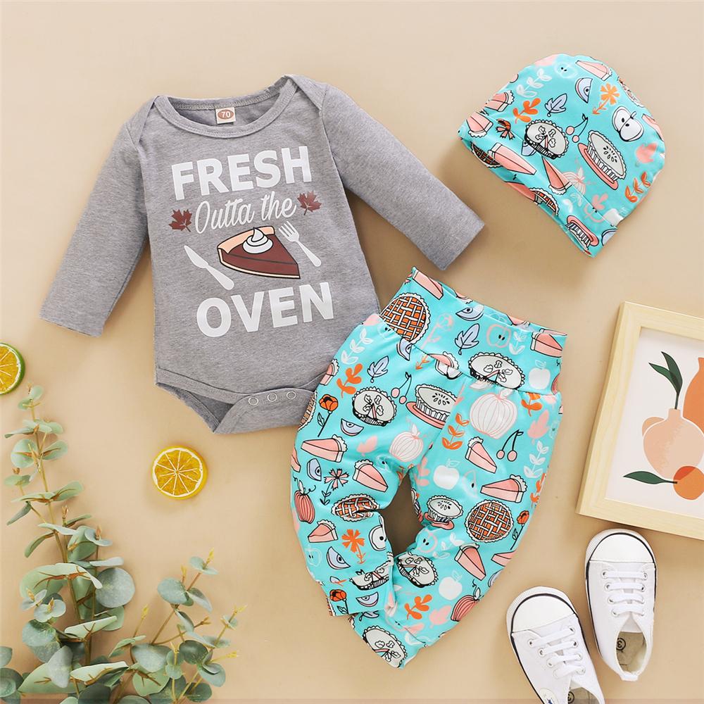 Baby Unisex Letter Printed Romper & Pants & Hat Baby Wholesales - PrettyKid