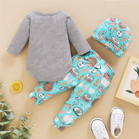 Baby Unisex Letter Printed Romper & Pants & Hat Baby Wholesales - PrettyKid