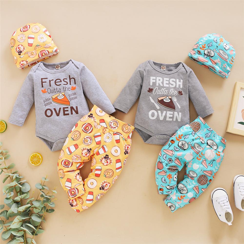 Baby Unisex Letter Printed Romper & Pants & Hat Baby Wholesales - PrettyKid