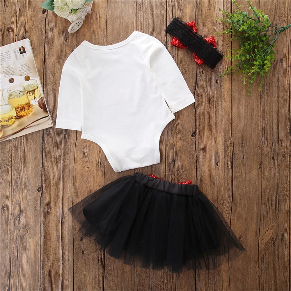 Baby Girls Letter Printed Romper &Tulle Skirt & Headband Baby Clothes Vendors - PrettyKid