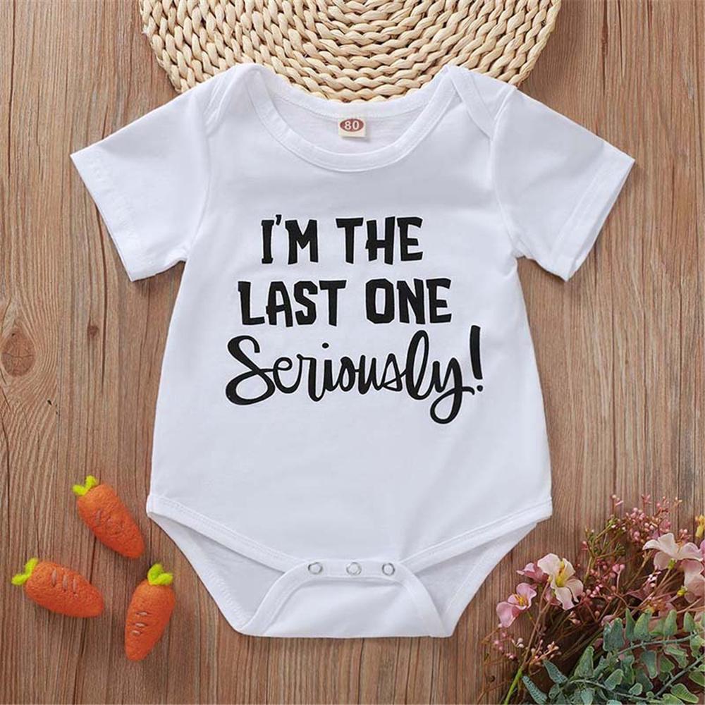 Baby Unisex Letter Printed Short Sleeve Romper Wholesale Baby Clothes In Bulk - PrettyKid