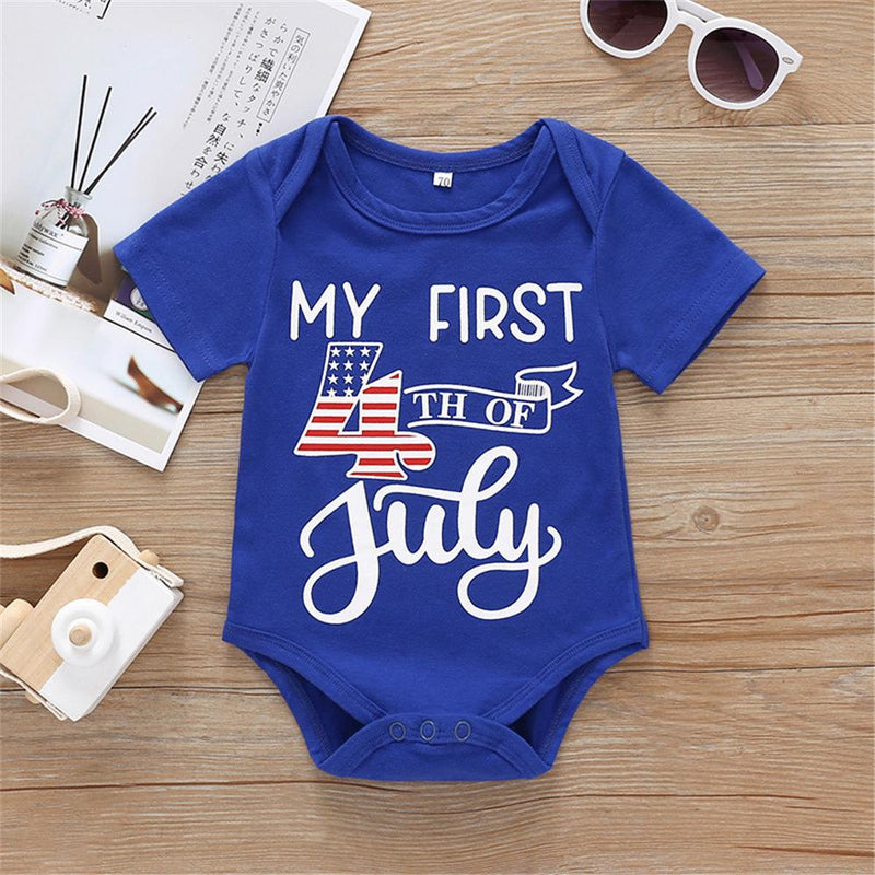 Baby Unisex Letter Printed Short Sleeve Romper & Striped Shorts Baby Wholesale vendors - PrettyKid