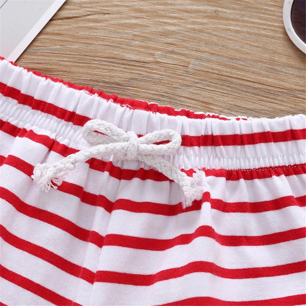 Baby Unisex Letter Printed Short Sleeve Romper & Striped Shorts Baby Wholesale vendors - PrettyKid