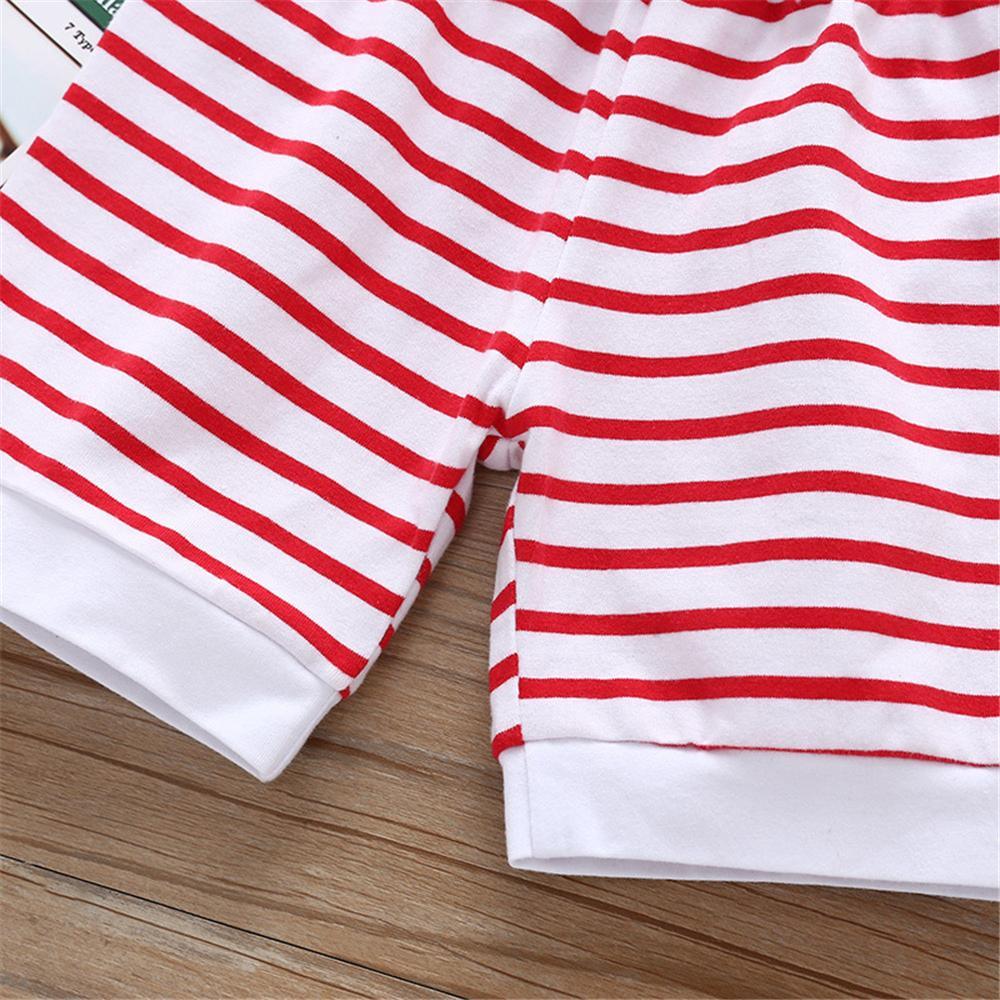 Baby Unisex Letter Printed Short Sleeve Romper & Striped Shorts Baby Wholesale vendors - PrettyKid