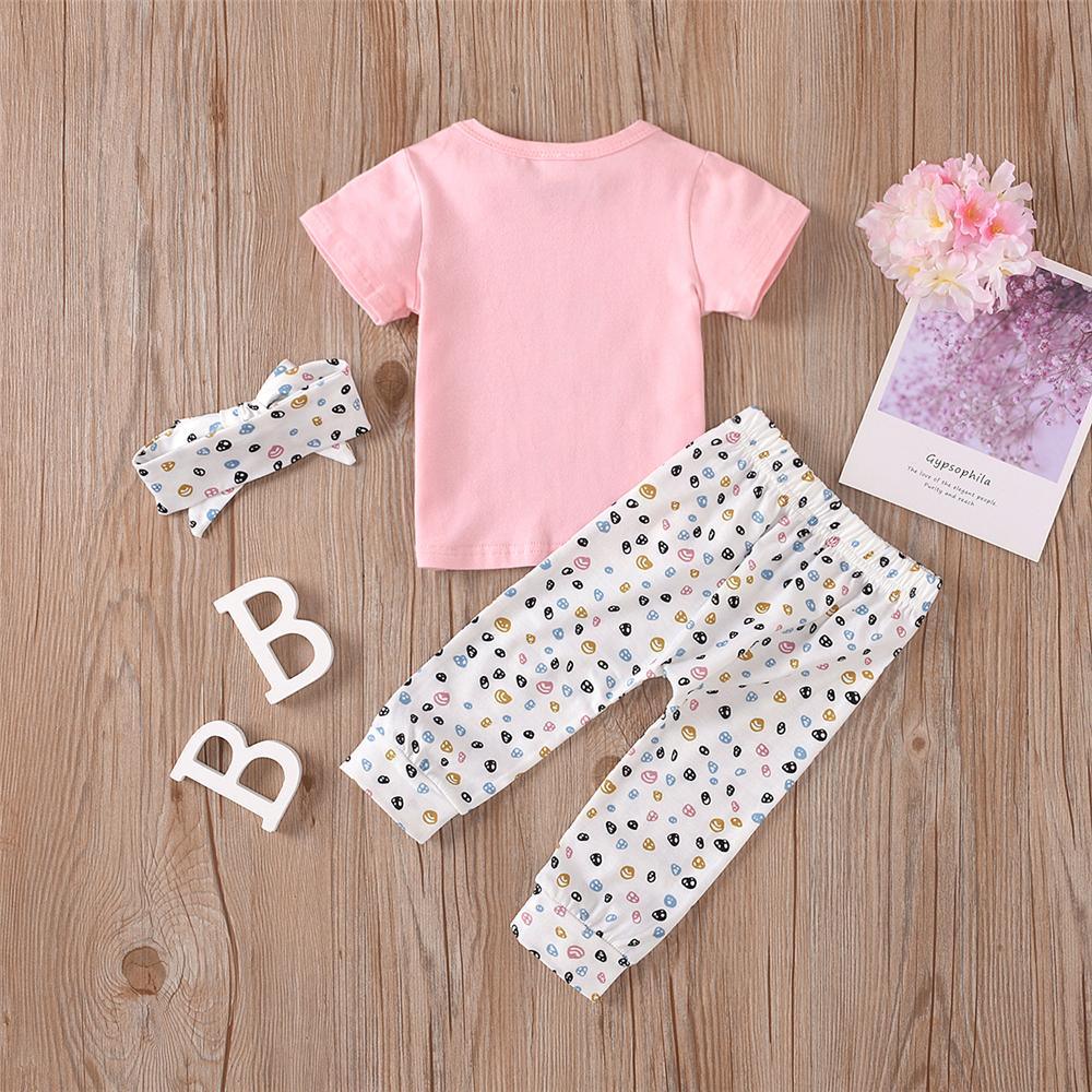 Baby Girls Letter Printed Short Sleeve Summer Suits Baby Clothes Cheap Wholesale - PrettyKid