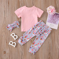 Baby Girls Letter Printed Short Sleeve Summer Suits Baby Clothes Cheap Wholesale - PrettyKid