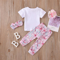 Baby Girls Letter Printed Short Sleeve Summer Suits Baby Clothes Cheap Wholesale - PrettyKid