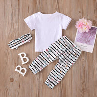 Baby Girls Letter Printed Short Sleeve Summer Suits Baby Clothes Cheap Wholesale - PrettyKid