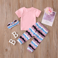 Baby Girls Letter Printed Short Sleeve Summer Suits Baby Clothes Cheap Wholesale - PrettyKid