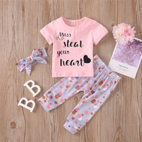 Baby Girls Letter Printed Short Sleeve Summer Suits Baby Clothes Cheap Wholesale - PrettyKid