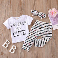 Baby Girls Letter Printed Short Sleeve Summer Suits Baby Clothes Cheap Wholesale - PrettyKid