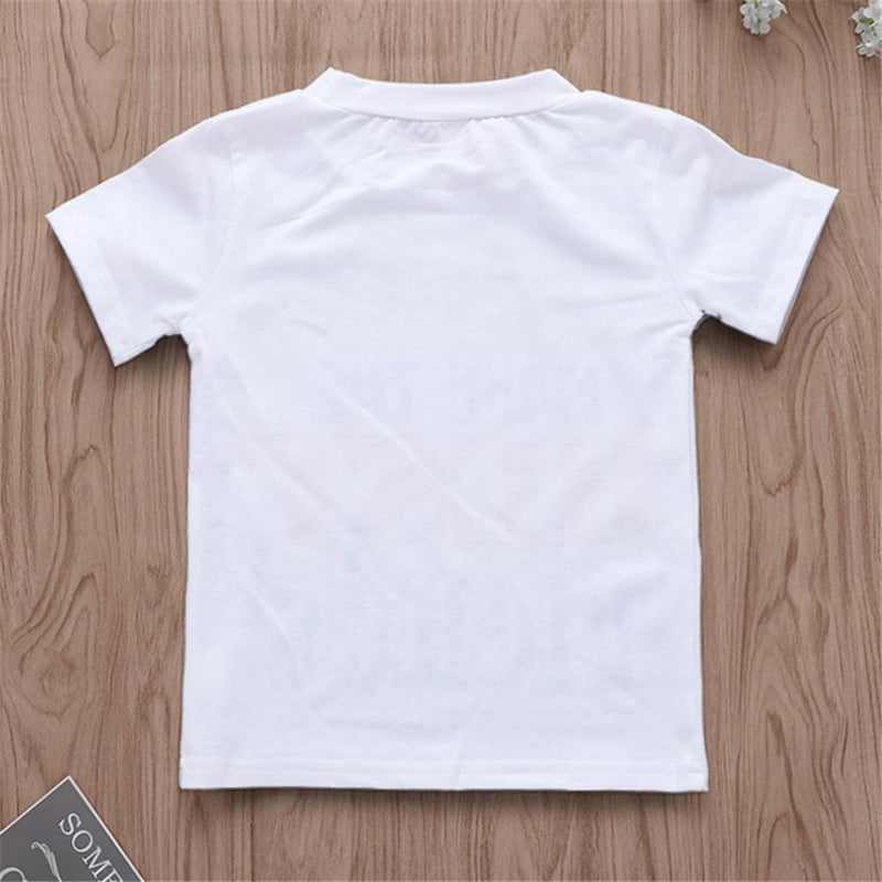 Unisex Letter Printed Short Sleeve Summer Top Kids Wholesale Clothing - PrettyKid