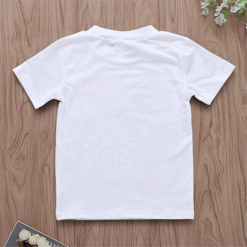 Unisex Letter Printed Short Sleeve Summer Top Kids Wholesale Clothing - PrettyKid