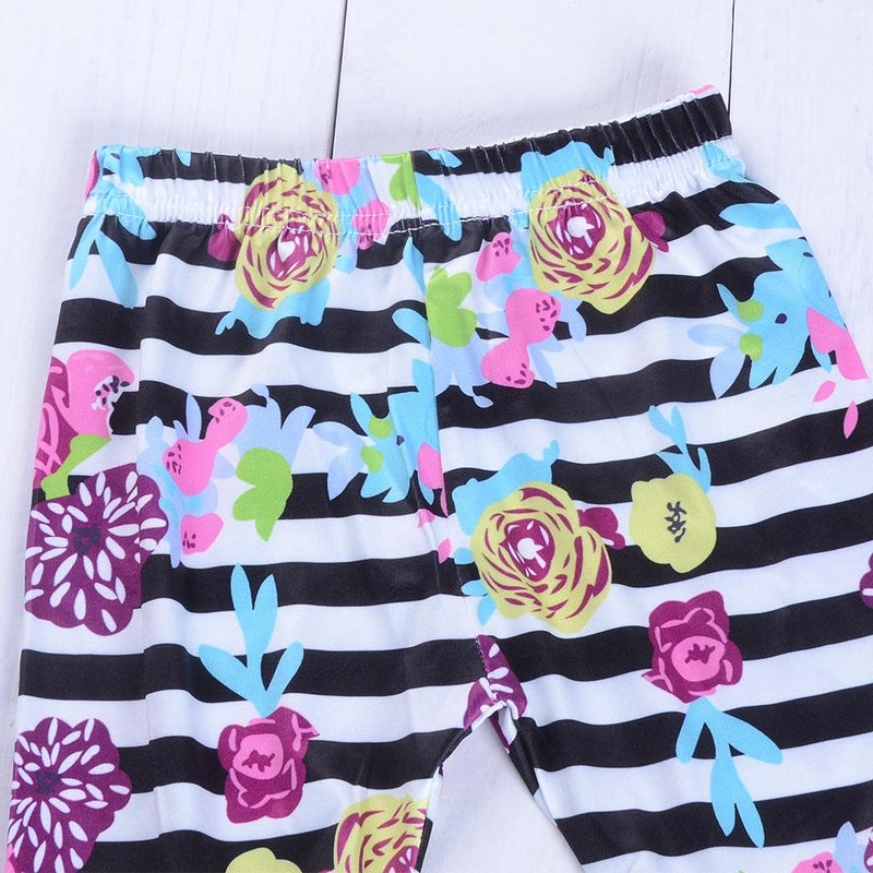Girls Letter Printed Short Sleeve Top & Stripe Bell Trousers Girl Wholesale - PrettyKid