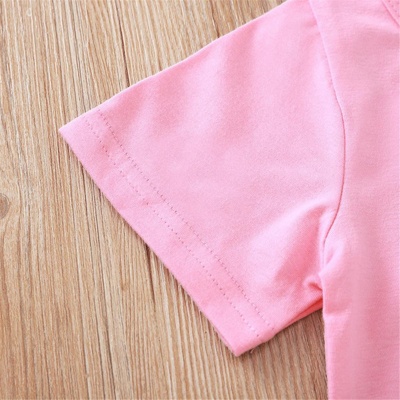 Girls Letter Printed Short Sleeve Top & Tie Dye Pants Girls clothes Wholesale - PrettyKid