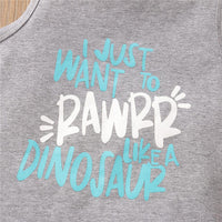 Boys Letter Printed Sleeveless Top & Dinosaur Printed Shorts Boy Wholesale clothes - PrettyKid