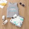 Boys Letter Printed Sleeveless Top & Dinosaur Printed Shorts Boy Wholesale clothes - PrettyKid