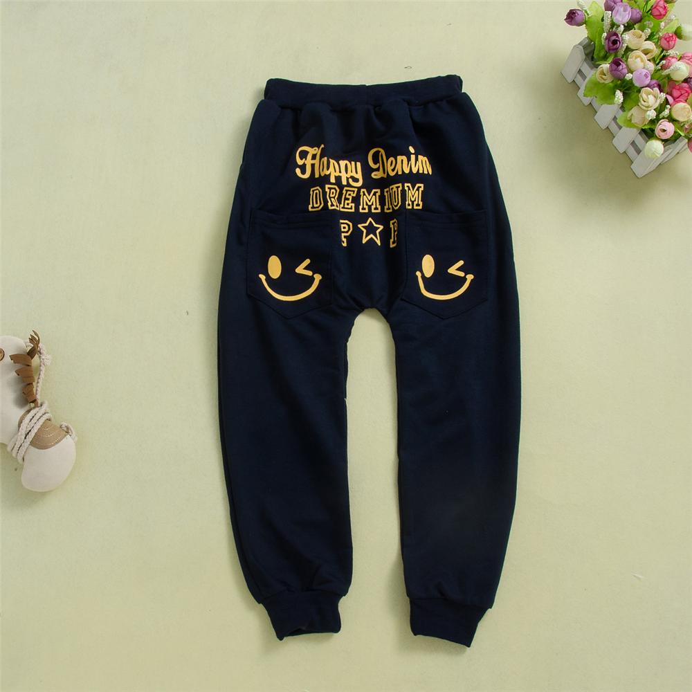 Boys Letter Printed Smiley Pants Boys Wholesale Clothing - PrettyKid