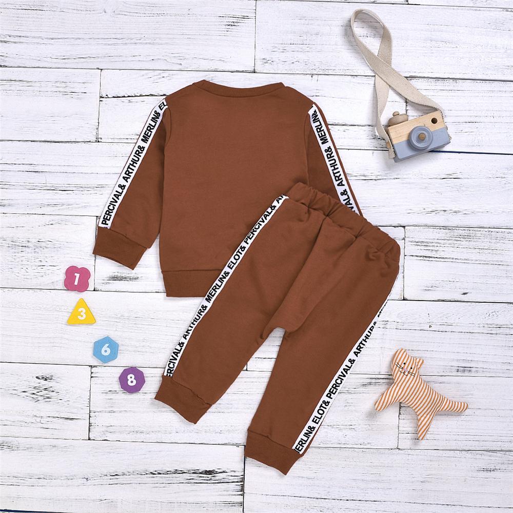 Boys Letter Printed Solid Casual Tops & Pants Boy Clothes Wholesale - PrettyKid