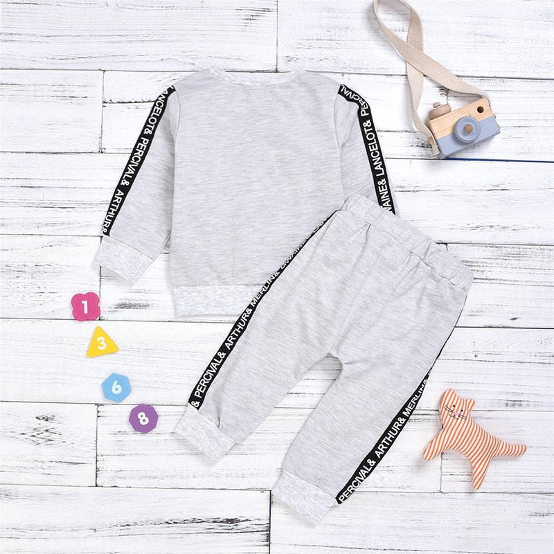 Boys Letter Printed Solid Casual Tops & Pants Boy Clothes Wholesale - PrettyKid