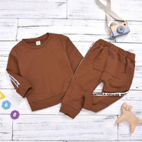 Boys Letter Printed Solid Casual Tops & Pants Boy Clothes Wholesale - PrettyKid