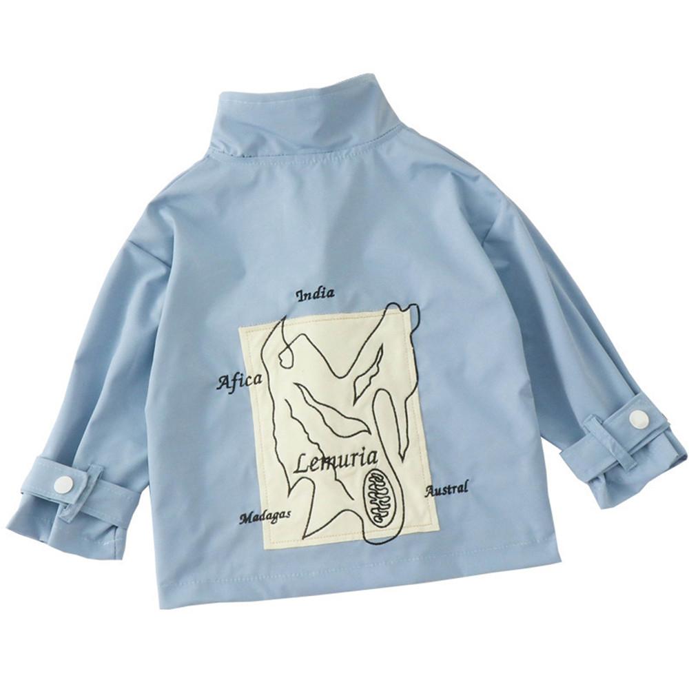 Girls Letter Printed Solid Long Sleeve Pocket Jackets - PrettyKid