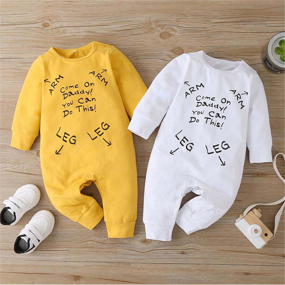 Baby Unisex Letter Printed Long Sleeve Romper Baby Clothes Cheap Wholesale - PrettyKid