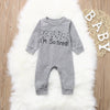 Baby Letter Printed Solid Long Sleeve Romperss - PrettyKid