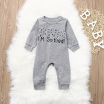 Baby Letter Printed Solid Long Sleeve Romperss - PrettyKid
