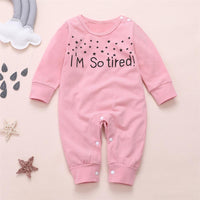 Baby Letter Printed Solid Long Sleeve Romperss - PrettyKid