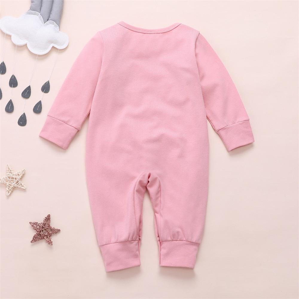 Baby Letter Printed Solid Long Sleeve Romperss - PrettyKid