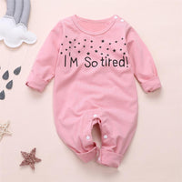 Baby Letter Printed Solid Long Sleeve Romperss - PrettyKid