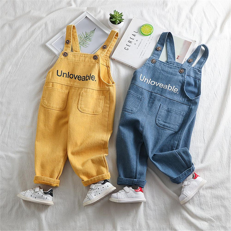 Boys Letter Printed Solid Pocket Jumpsuits - PrettyKid