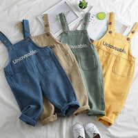 Boys Letter Printed Solid Pocket Jumpsuits - PrettyKid