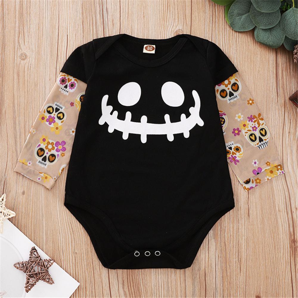 Baby Boys Letter Printed Splicing Long Sleeve Romper Cheap Bulk Baby Clothes - PrettyKid