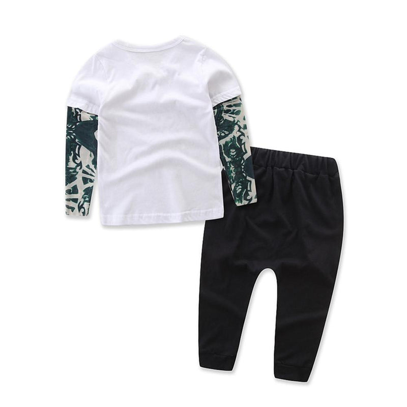 Baby Boys Letter Printed Splicing Tops & Pants Wholesale - PrettyKid
