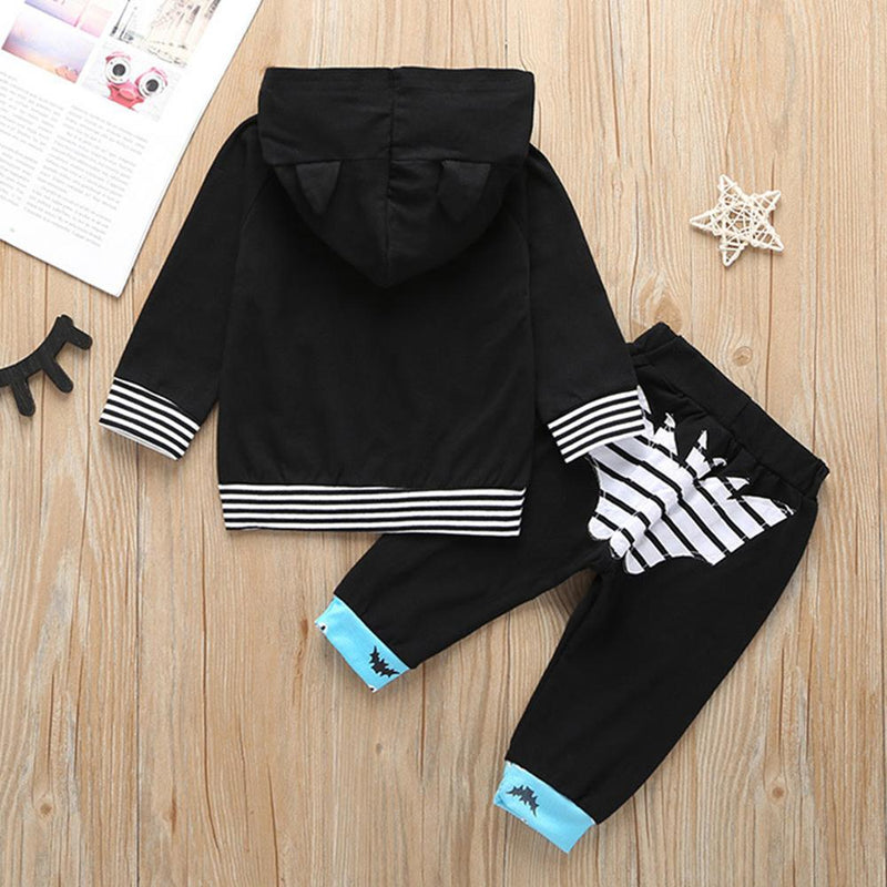 Boys Letter Printed Stripe Long Sleeve Hooded Tracksuit - PrettyKid