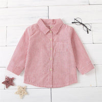 Unisex Letter Printed Striped Lapel Long Sleeve Shirt Boutique Kids Clothes Wholesale - PrettyKid