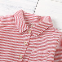 Unisex Letter Printed Striped Lapel Long Sleeve Shirt Boutique Kids Clothes Wholesale - PrettyKid