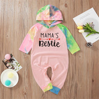 Baby Girls Letter Printed Tie Dye Hooded Long Sleeve Romper Wholesale Baby - PrettyKid