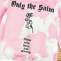 Girls Letter Printed Tie Dye Hooded Long Sleeve Tops Girl Wholesale - PrettyKid