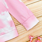 Girls Letter Printed Tie Dye Hooded Long Sleeve Tops Girl Wholesale - PrettyKid