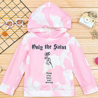 Girls Letter Printed Tie Dye Hooded Long Sleeve Tops Girl Wholesale - PrettyKid