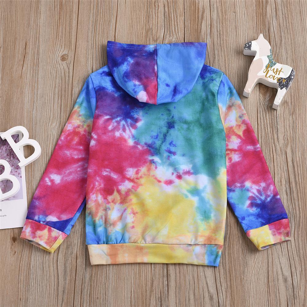 Girls Letter Printed Tie Dye Hooded Top Baby Girl Wholesale - PrettyKid