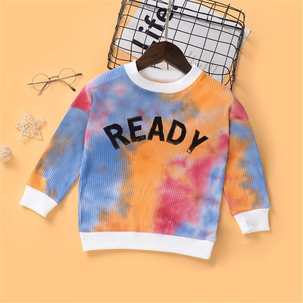 Girls Letter Printed Tie Dye Long Sleeve T-shirt Cheap Childrens Clothes Wholesale - PrettyKid