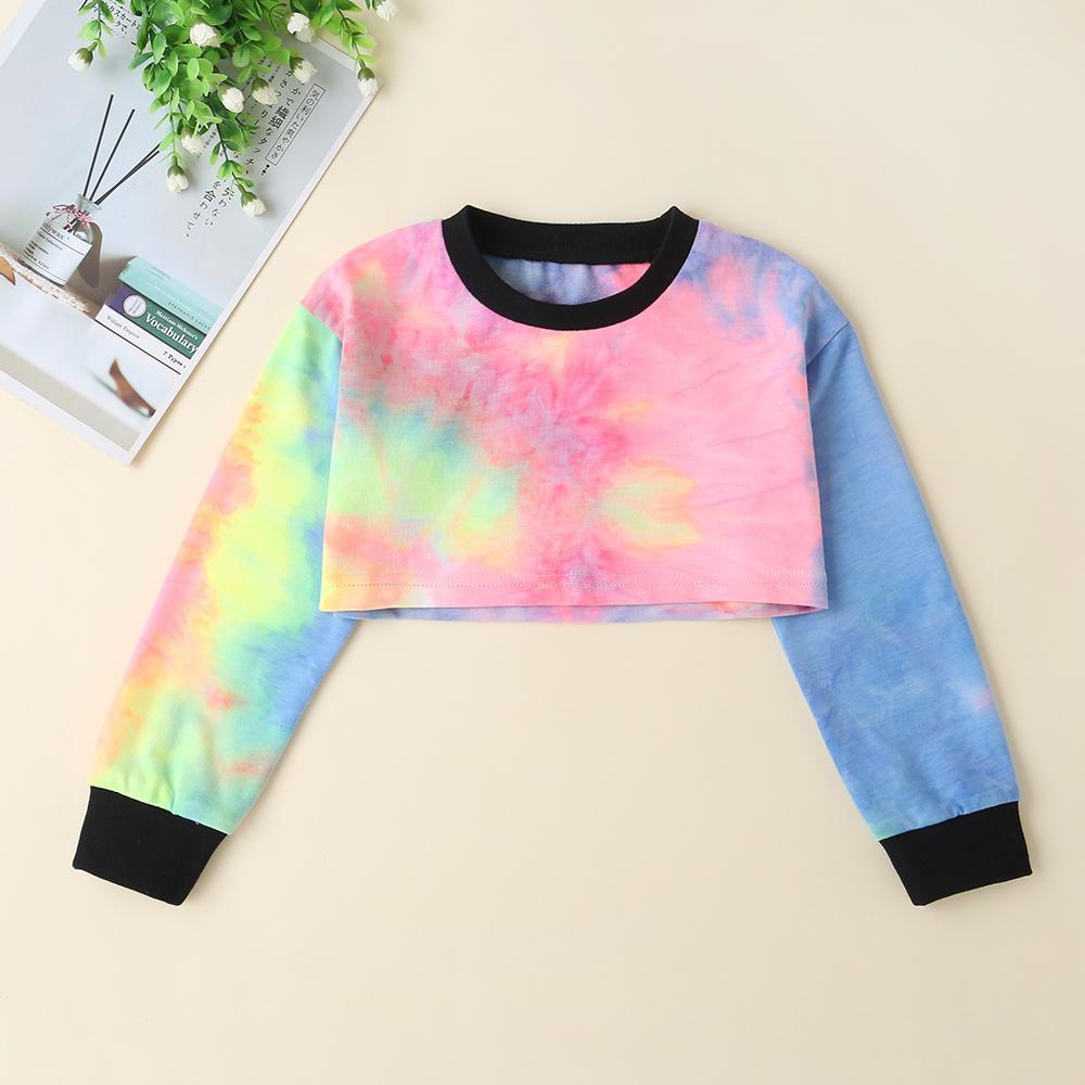 Girls Letter Printed Tie Dye Long Sleeve Tops & Pants Wholesale - PrettyKid