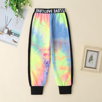 Girls Letter Printed Tie Dye Long Sleeve Tops & Pants Wholesale - PrettyKid